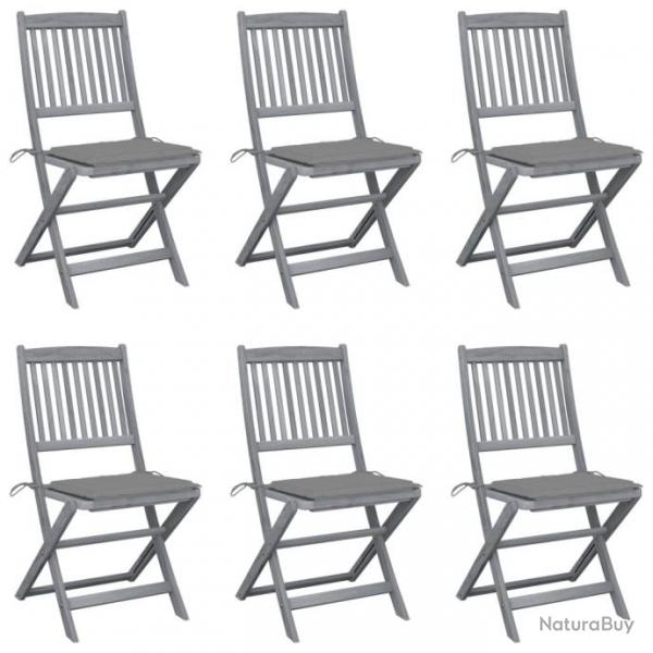 Chaises pliables d'extrieur 6 pcs avec coussins Bois d'acacia 3065435