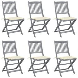 Chaises pliables d'extérieur 6 pcs avec coussins Bois d'acacia 3065436