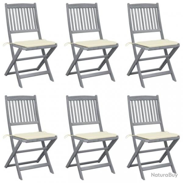 Chaises pliables d'extrieur 6 pcs avec coussins Bois d'acacia 3065436