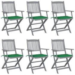 Chaises pliables d'extérieur 6 pcs avec coussins Bois d'acacia 3065412