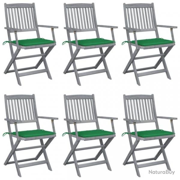 Chaises pliables d'extrieur 6 pcs avec coussins Bois d'acacia 3065412