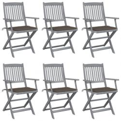 Chaises pliables d'extérieur 6 pcs avec coussins Bois d'acacia 3065415