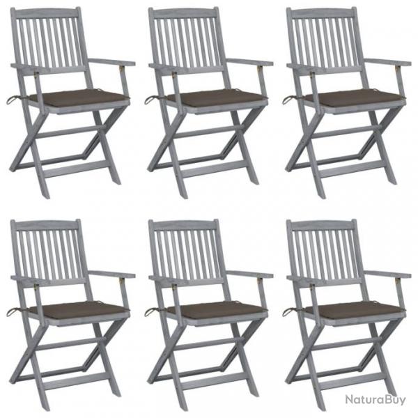 Chaises pliables d'extrieur 6 pcs avec coussins Bois d'acacia 3065415