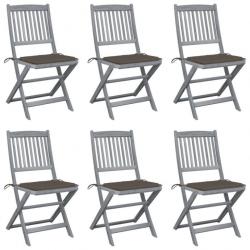 Chaises pliables d'extérieur 6 pcs avec coussins Bois d'acacia 3065442