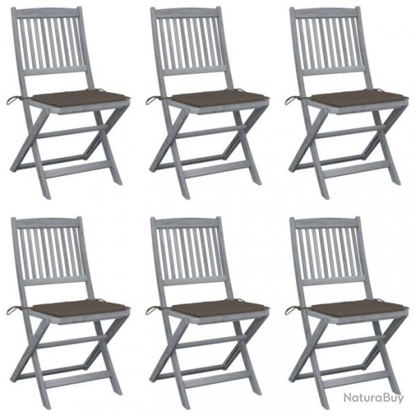 Chaises pliables d'extrieur 6 pcs avec coussins Bois d'acacia 3065442