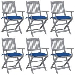 Chaises pliables d'extérieur 6 pcs avec coussins Bois d'acacia 3065432