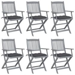 Chaises pliables d'extérieur 6 pcs avec coussins Bois d'acacia 3065422