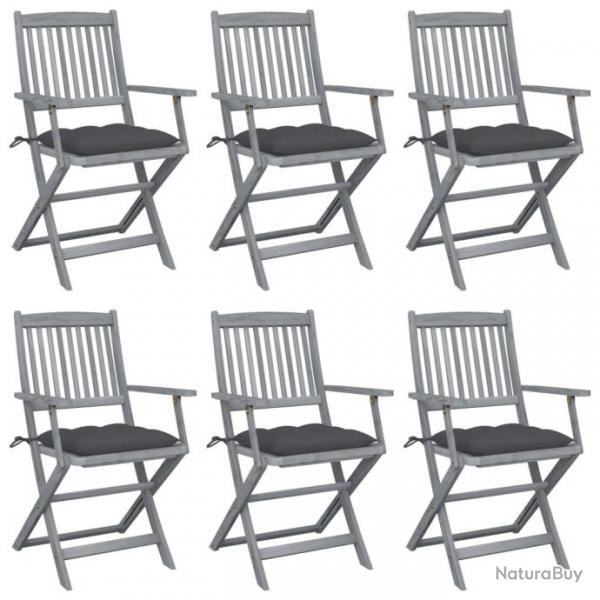 Chaises pliables d'extrieur 6 pcs avec coussins Bois d'acacia 3065422