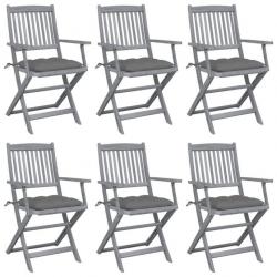 Chaises pliables d'extérieur 6 pcs avec coussins Bois d'acacia 3065423