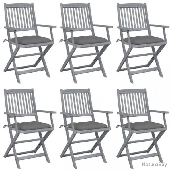 Chaises pliables d'extrieur 6 pcs avec coussins Bois d'acacia 3065423