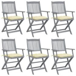 Chaises pliables d'extérieur 6 pcs avec coussins Bois d'acacia 3065424