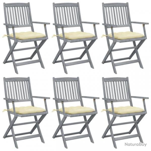 Chaises pliables d'extrieur 6 pcs avec coussins Bois d'acacia 3065424