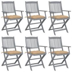 Chaises pliables d'extérieur 6 pcs avec coussins Bois d'acacia 3065425