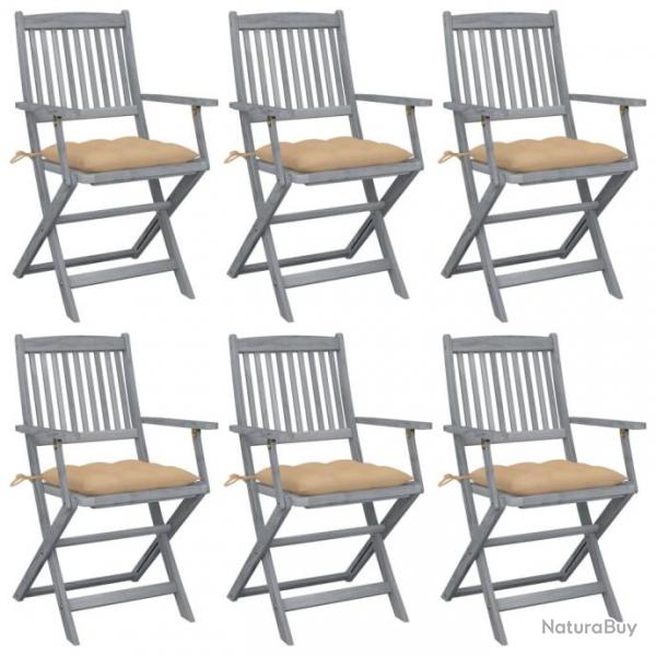 Chaises pliables d'extrieur 6 pcs avec coussins Bois d'acacia 3065425