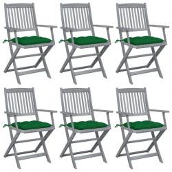 Chaises pliables d'extérieur 6 pcs avec coussins Bois d'acacia 3065427