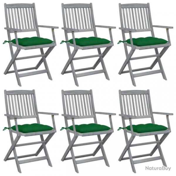 Chaises pliables d'extrieur 6 pcs avec coussins Bois d'acacia 3065427