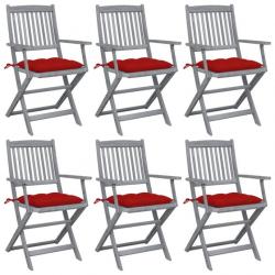 Chaises pliables d'extérieur 6 pcs avec coussins Bois d'acacia 3065428