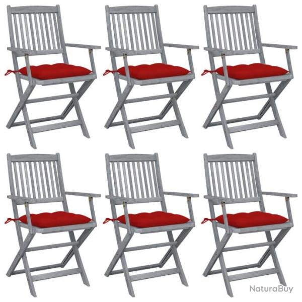 Chaises pliables d'extrieur 6 pcs avec coussins Bois d'acacia 3065428