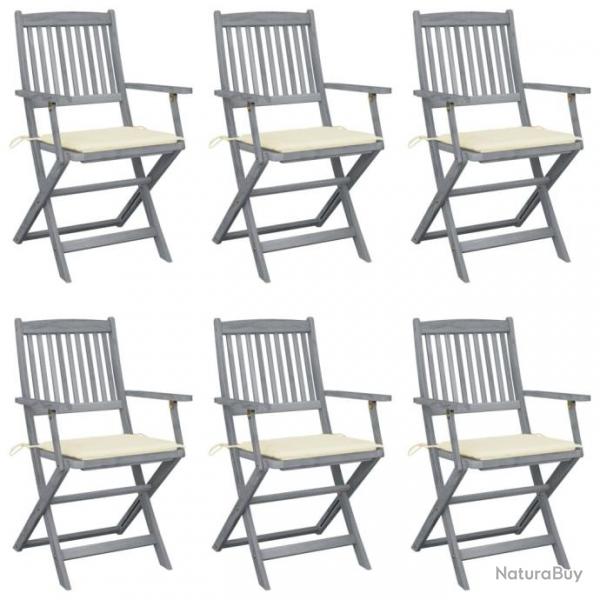 Chaises pliables d'extrieur 6 pcs avec coussins Bois d'acacia 3065409