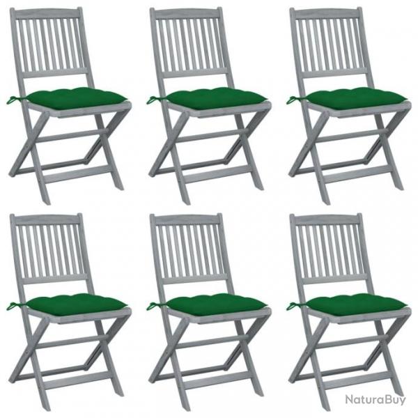 Chaises pliables d'extrieur 6 pcs avec coussins Bois d'acacia 3065454