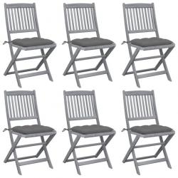 Chaises pliables d'extérieur 6 pcs avec coussins Bois d'acacia 3065450