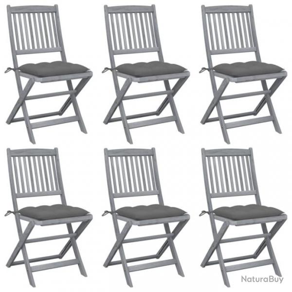 Chaises pliables d'extrieur 6 pcs avec coussins Bois d'acacia 3065450