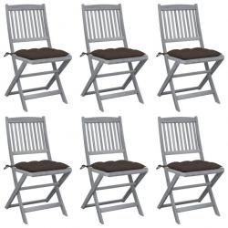 Chaises pliables d'extérieur 6 pcs avec coussins Bois d'acacia 3065457