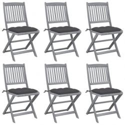 Chaises pliables d'extérieur 6 pcs avec coussins Bois d'acacia 3065449