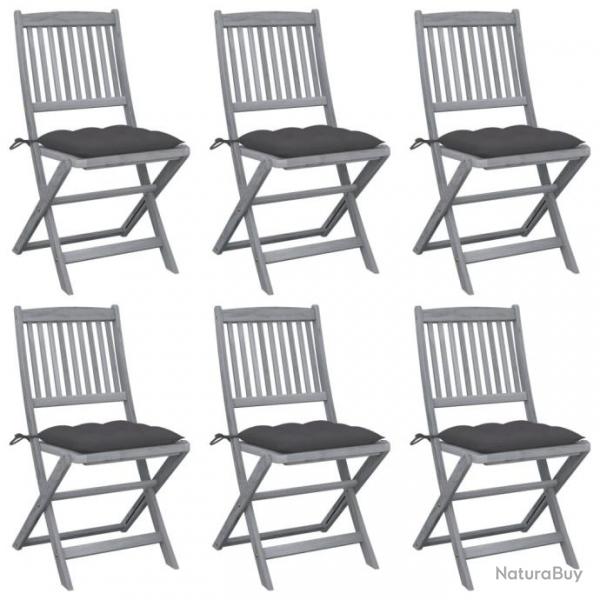 Chaises pliables d'extrieur 6 pcs avec coussins Bois d'acacia 3065449