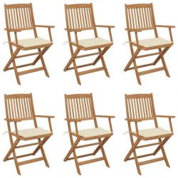 Chaises pliables de jardin 6 pcs avec coussins Bois d'acacia 3065463