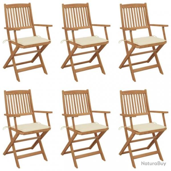 Chaises pliables de jardin 6 pcs avec coussins Bois d'acacia 3065463