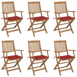 Chaises pliables de jardin 6 pcs avec coussins Bois d'acacia 3065467