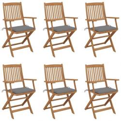 Chaises pliables de jardin 6 pcs avec coussins Bois d'acacia 3065462