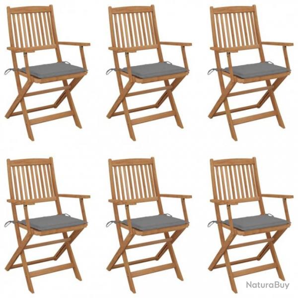 Chaises pliables de jardin 6 pcs avec coussins Bois d'acacia 3065462