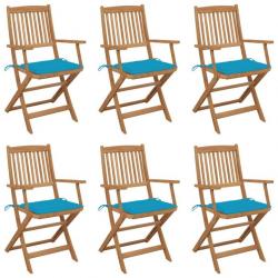 Chaises pliables de jardin 6 pcs avec coussins Bois d'acacia 3065471