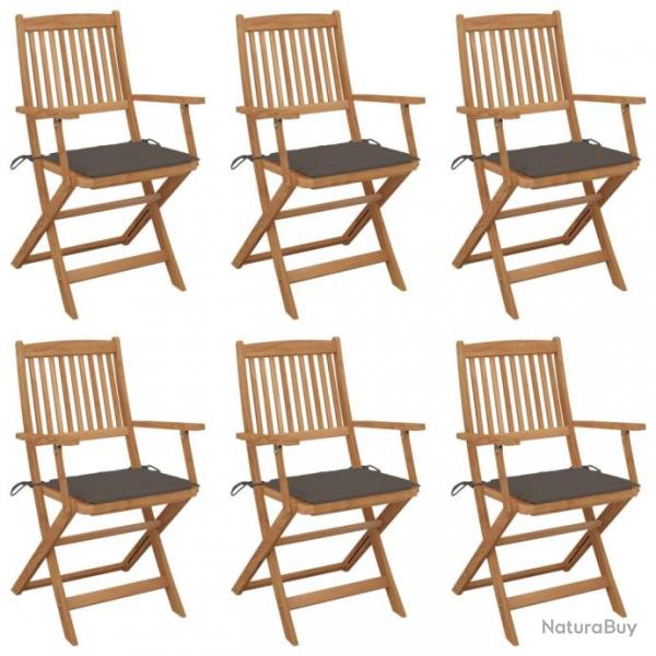 Chaises pliables de jardin 6 pcs avec coussins Bois d'acacia 3065469