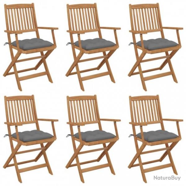 Chaises pliables de jardin 6 pcs avec coussins Bois d'acacia 3065477