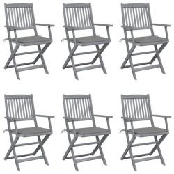 Chaises pliables d'extérieur 6 pcs avec coussins Bois d'acacia 3065408