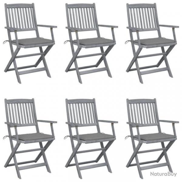 Chaises pliables d'extrieur 6 pcs avec coussins Bois d'acacia 3065408