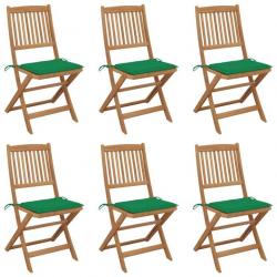 Chaises pliables de jardin 6 pcs avec coussins Bois d'acacia