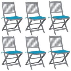 Chaises pliables d'extérieur 6 pcs avec coussins Bois d'acacia 3065444