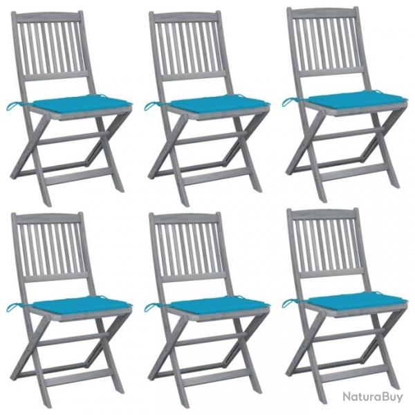 Chaises pliables d'extrieur 6 pcs avec coussins Bois d'acacia 3065444