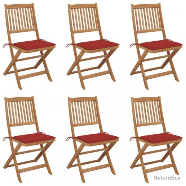 Chaises pliables de jardin 6 pcs avec coussins Bois d'acacia 3065494