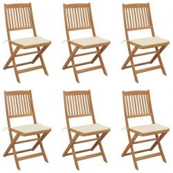 Chaises pliables de jardin 6 pcs avec coussins Bois d'acacia 3065490