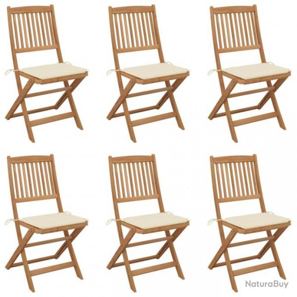 Chaises pliables de jardin 6 pcs avec coussins Bois d'acacia 3065490