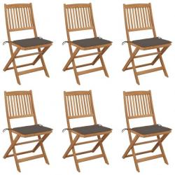 Chaises pliables de jardin 6 pcs avec coussins Bois d'acacia 3065496