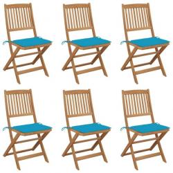 Chaises pliables de jardin 6 pcs avec coussins Bois d'acacia 3065498