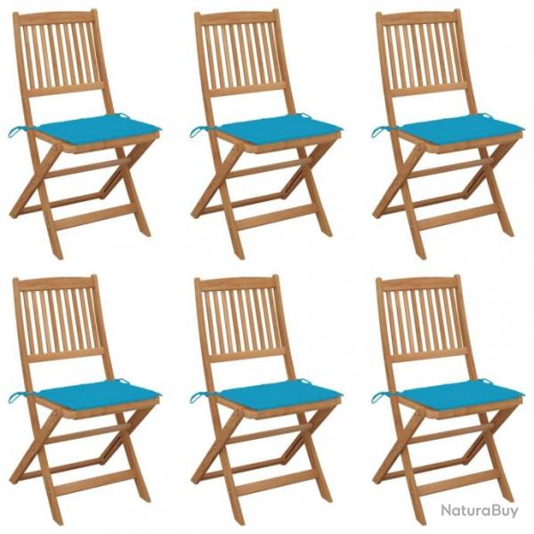 Chaises pliables de jardin 6 pcs avec coussins Bois d'acacia 3065498