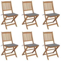 Chaises pliables de jardin 6 pcs avec coussins Bois d'acacia 3065489