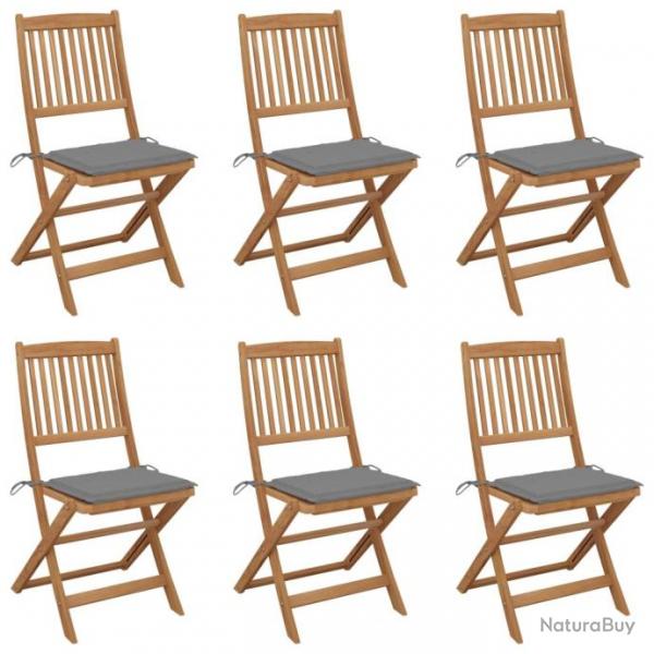 Chaises pliables de jardin 6 pcs avec coussins Bois d'acacia 3065489